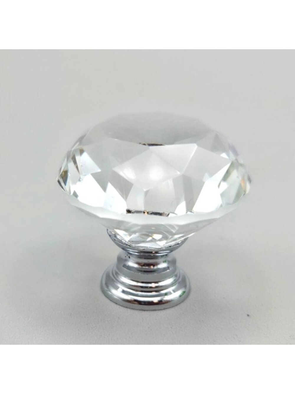Crystal Glass Cabinet Knob With Chrome Base Decorative Drawer Pull Modern Glam